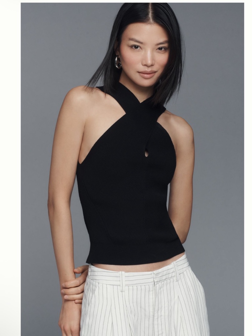 Nwt Sleeveless Black Crisscross Knit Tank Top - Women's